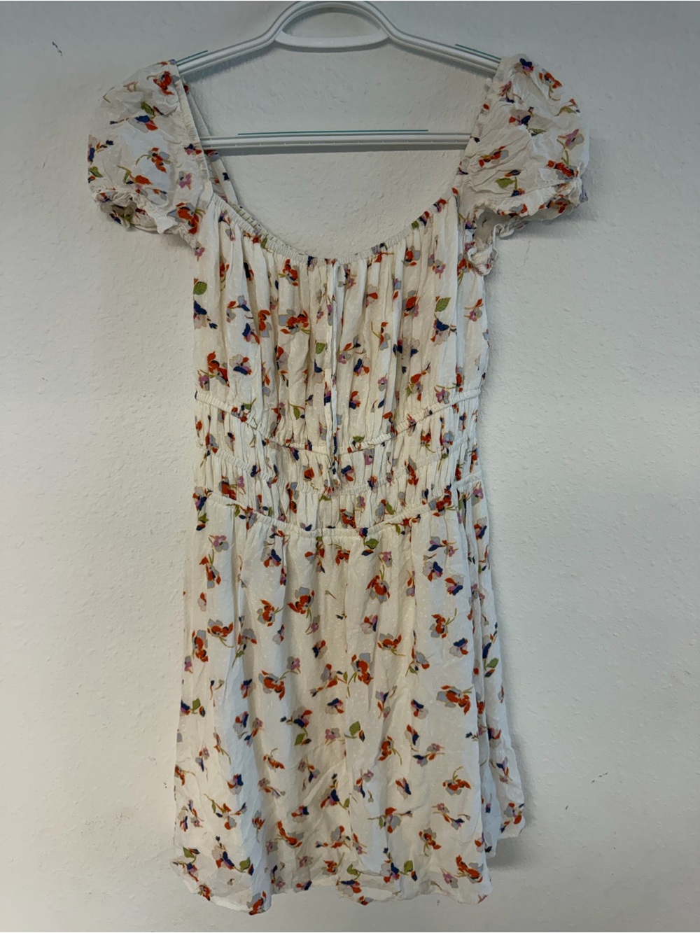 Copper Key White Floral Puff-Sleeve Sundress